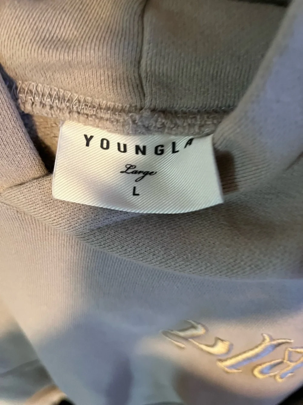 YoungLA Oversized Beige Hoodie YLA Logo Streetwear Size large - Picture 3 of 3
